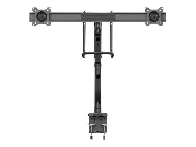 StarTech.com Desk Mount Dual Monitor Arm, Ergonomic Dual Monitor VESA Mount for 32\" 17.6lbs (8kg) Displays, Crossbar Handle for Synchronized Full Motion, Height Adjustable, C-Clamp/Grommet - Small Footprint Design (ARMSLMBARDUO) - Mounting kit - adjustable arm - for 2 monitors - heavy duty steel - black - screen size: 17\"-32\" - desk-mountable