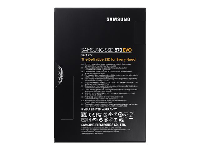 Samsung 870 EVO MZ-77E4T0B - SSD - encrypted - 4 TB - internal - 2.5\" - SATA 6Gb/s - buffer: 4 GB - 256-bit AES - TCG Opal Encryption