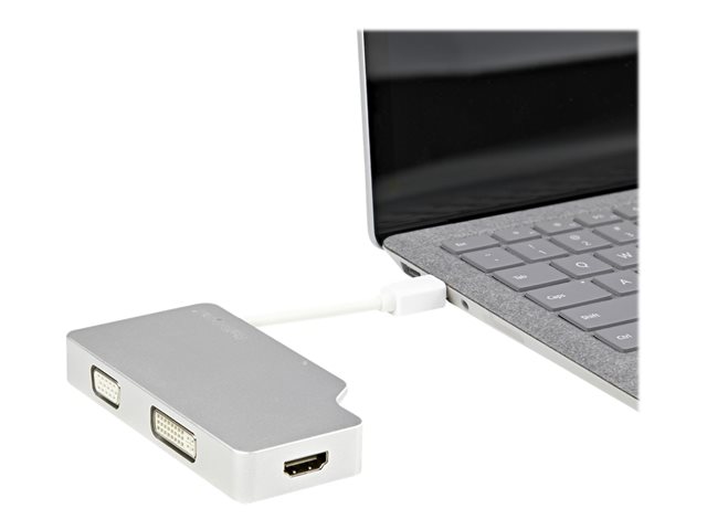 StarTech.com Aluminum Travel A/V Adapter: 3-in-1 Mini DisplayPort to VGA, DVI or HDMI - mDP Adapter - 4K (MDPVGDVHD4K) - Video converter - DisplayPort - DVI, HDMI, VGA