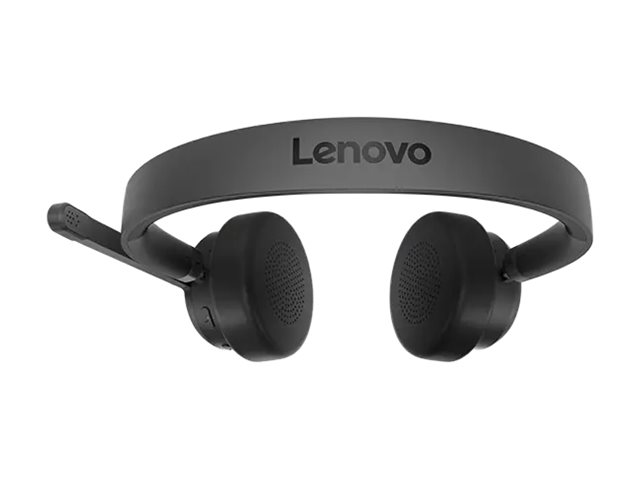 Lenovo - Headset - on-ear - Bluetooth - wireless - USB-A via Bluetooth adapter - black - Certified for Microsoft Teams