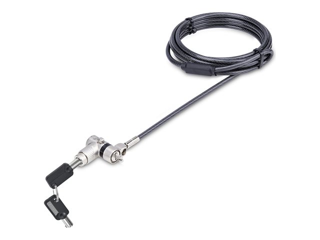 StarTech.com Universal Laptop Lock 6.6ft (2m), Security Cable For Notebook Compatible With Noble Wedge®/Nano/K-Slot, Keyed Locking Cable - Anti-Theft Cut-Resistant Steel Cable (UNIVK-LAPTOP-LOCK) - Security cable lock - silver, black - 2 m