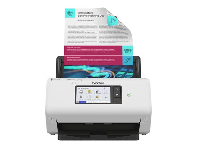 Brother ADS-4700W - Document scanner - Dual CIS - Duplex - A4 - 600 dpi x 600 dpi - up to 40 ppm (mono) / up to 40 ppm (colour) - ADF (80 sheets) - up to 6000 scans per day - USB 3.0, Gigabit LAN, Wi-Fi(n), USB 2.0 (Host)