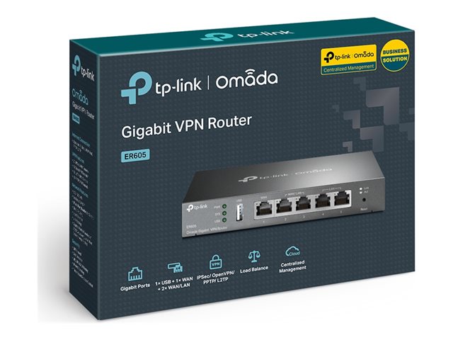TP-Link Omada ER605 V2.8 - Router 4-port switch - 1GbE - WAN ports: 3 - wall-mountable