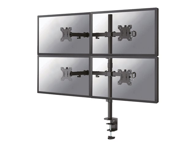 Neomounts FPMA-D550D4 - Mounting kit (grommet mount, desk clamp mount, pole, 4 VESA adapters, 4 arms) - full-motion - for 4 flat panels - black - screen size: 13\"-32\"