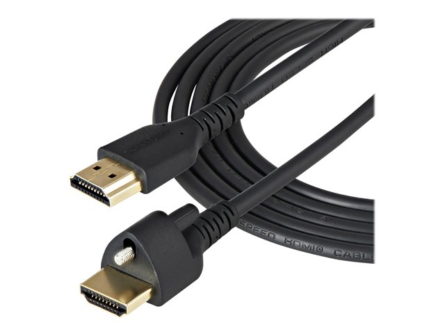 StarTech.com 1m (3ft) HDMI Cable with Locking Screw, 4K 60Hz HDR 10, High Speed HDMI 2.0 Monitor Cable with Locking Screw Connector for Secure Connection, HDMI Cable with Ethernet, M/M - Adjustable M3.0 Screw (HDMM1MLS) - Premium High Speed - HDMI cable with Ethernet - HDMI male to HDMI male locking - 1 m - black - 4K60Hz (3840 x 2160) support