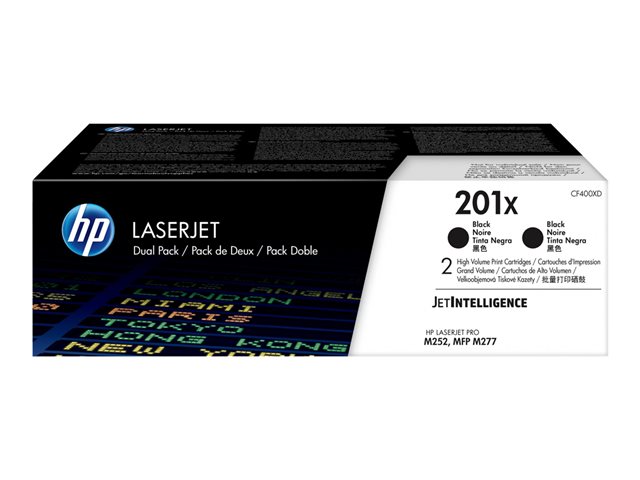 HP 201X - 2-pack - High Yield - black - original - LaserJet - toner cartridge (CF400XD) - for Color LaserJet Pro M252dn, M252dw, M252n, MFP M274n, MFP M277c6, MFP M277dw, MFP M277n
