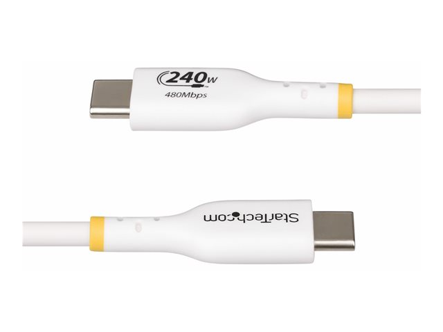 StarTech.com 1m USB C Charging Cable, USB-IF Certified USB-C Cable, 240W - USB cable - 24 pin USB-C (M) to 24 pin USB-C (M) - USB 2.0 - 48 V - 5 A - 1 m - USB Power Delivery (240W), extended power range (EPR), Power Delivery 3.1 support, halogen-free, passive - white