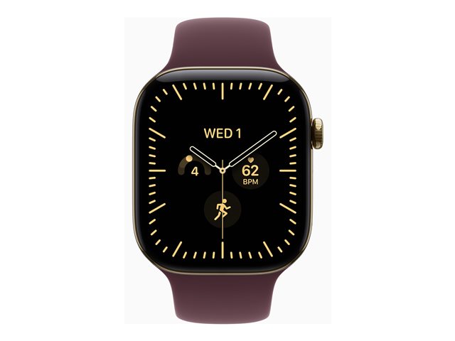 Apple Watch Series 12 GPS + Cellular 46mm Radiant Gold Titanium Case with Burgundy Sport Band - M/L
