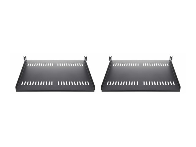 StarTech.com 2-Pack 1U Server Rack Shelf, Vented, 44lb Capacity, 16\" Deep (CABSHELF116V2PK) - Rack shelf - black - 1U - 19\" (pack of 2)