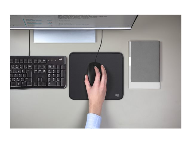Logitech M100 - Mouse - full size - right and left-handed - optical - 3 buttons - wired - USB - black