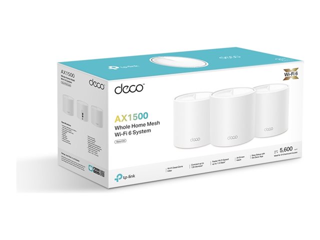 TP-Link Deco X10 V1 - Wi-Fi system - (3 routers) - up to 5,600 sq.ft - mesh 1GbE Dual Band
