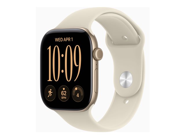 Apple Watch Series 12 GPS + Cellular 46mm Light Gold Aluminium Case with Sand Sport Band - S/M