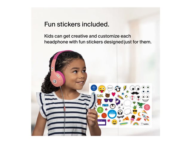 Belkin SoundForm Mini - Headphones with mic - on-ear - wired - 3.5 mm jack - pink