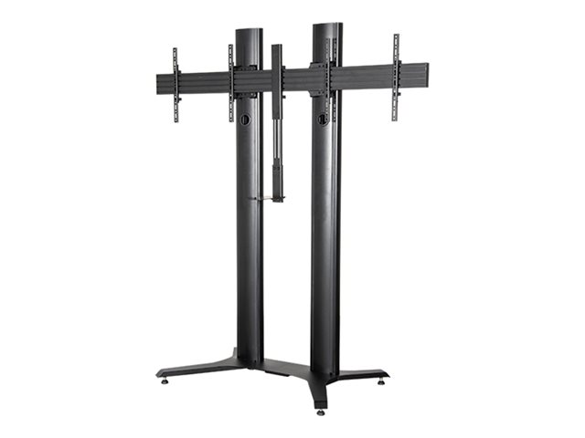B-TECH Mode-AL BT8712 - Cart - for 2 flat panels - premium , twin screen, high end, VC trolley/stand - lockable - black - screen size: 56\"- 65\" - mounting interface: up to 600 x 400 mm - free-standing