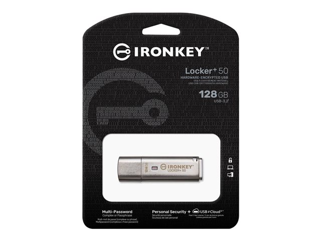 Kingston IronKey Locker+ 50 - USB flash drive - encrypted - 128 GB - USB 3.2 Gen 1