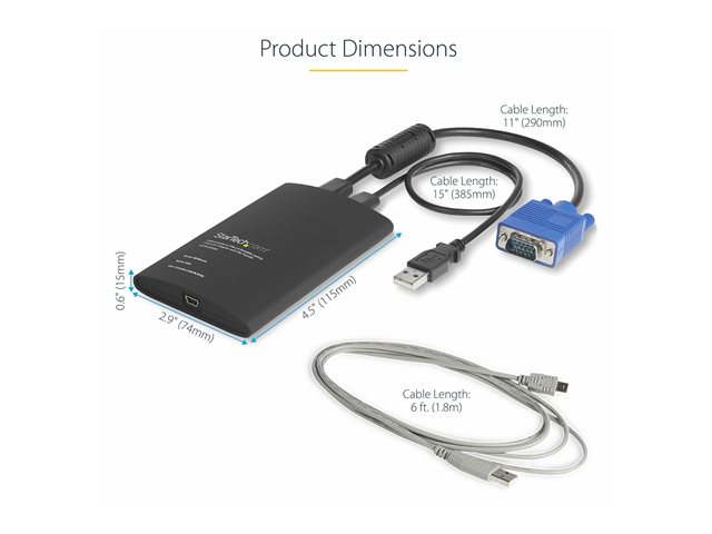 StarTech.com USB Crash Cart Adapter - File Transfer & Video - Portable Server Room Laptop to KVM Console Crash Cart (NOTECONS02) - KVM switch - 1 x KVM port(s) - 1 local user - desktop