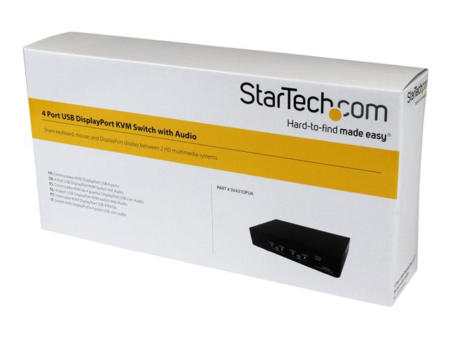 StarTech.com 4 Port DisplayPort KVM Switch w/ Audio - USB, Keyboard, Video, Mouse, Computer Switch Box for 2560x1600 DP Monitor (SV431DPUA) - KVM / audio / USB switch - 4 x KVM / audio / USB - 1 local user - desktop - for P/N: DP4N1USB6, IM12D1500P, SV431RACK, SVA12M2NEUA, SVA12M5NA