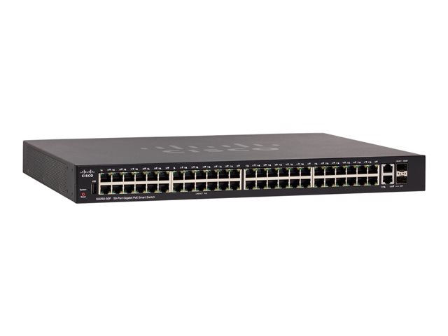 Cisco 250 Series SG250-50P - Switch - L3 - smart - 48 x 10/100/1000 (PoE+) + 2 x combo Gigabit Ethernet/Gigabit SFP - rack-mountable - PoE+ (375 W) - remanufactured