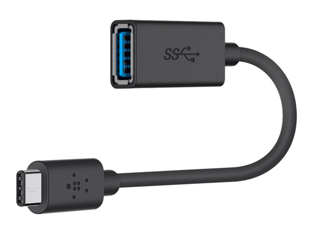 Belkin 3.0 USB-C to USB-A Adapter - USB adapter - 24 pin USB-C (M) reversible to USB Type A (F) - USB 3.0 - 3 A - black