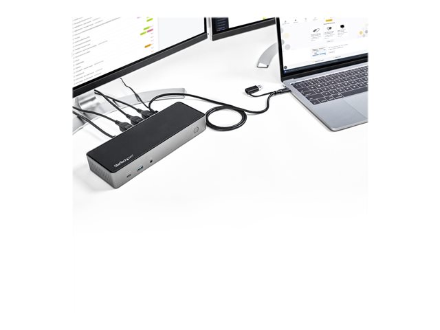 StarTech.com USB-C & USB-A Dock, Hybrid Universal Triple Monitor Laptop Docking Station w/ DisplayPort & HDMI 4K 60Hz, 85W Power Delivery, 6x USB Hub, Ethernet, Audio, USB 3.1 Gen 2 10Gbps - Multi-Monitor Dock (DK31C3HDPDUE) - Docking station - USB-C - 3 x HDMI, 3 x DP - 1GbE - 85 Watt
