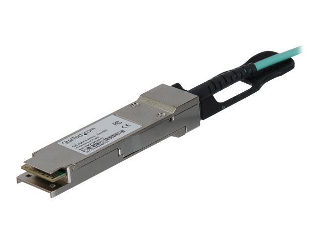 StarTech.com MSA Uncoded Compatible 15m/49.2ft 40G QSFP+ to QSFP+ AOC Cable, 40 GbE QSFP+ Active Optical Fiber, 40 Gbps QSFP Plus/Transceiver Module Cable, 40GE QSFP+ Active Optical Cable - Lifetime Warranty (QSFP40GAO15M) - 40GBase direct attach cable - QSFP+ latched to QSFP+ latched - 15 m - fibre optic - SFF-8436 - active - black