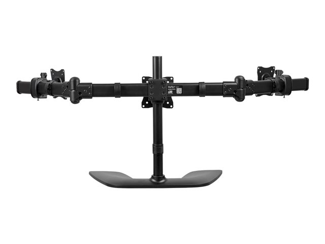 StarTech.com Triple Monitor Stand for VESA Mount Monitors up to 27\" - Steel (ARMBARTRIO2) - Stand (end caps, pole, base plate, crossbar, washers, screws, collar, 2 monitor arms, VESA mount bracket, 2 thumbscrews) - adjustable arm - for 3 monitors - plastic, aluminium, steel - black - screen size: 13\"-27\" - stand mountable - for P/N: DK30CH2DPPD, USB3DOCKH2DP