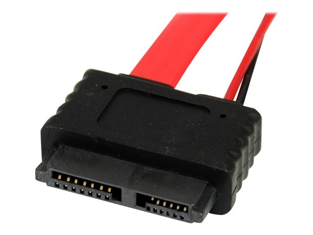 StarTech.com 20in Slimline SATA to SATA with LP4 Power Cable Adapter - slim SATA Adapter - slimline Adapter - slim SATA to SATA (SLSATAF20) - SATA cable - Serial ATA 150/300/600 - Slimline SATA (F) to SATA, 4 pin internal power (12V) - 50.8 cm - red