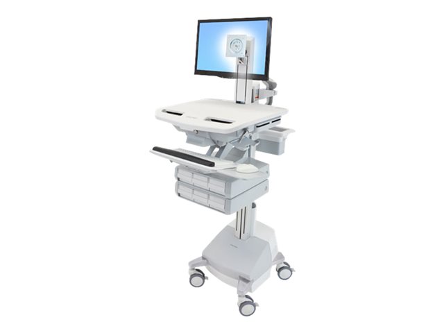 Ergotron StyleView - Cart - for LCD display / PC equipment - medical - aluminium, zinc-plated steel, high-grade plastic - grey, white, polished aluminium - screen size: up to 24\" - output: AC 230 V - 66 Ah - Lead Acid - TAA Compliant