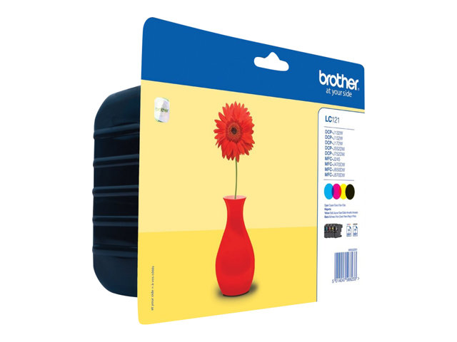 Brother LC121 Value Pack - Black, yellow, cyan, magenta - original - blister - ink cartridge - for Brother DCP-J132, DCP-J152, DCP-J552, DCP-J752, MFC-J245, MFC-J470, MFC-J650, MFC-J870