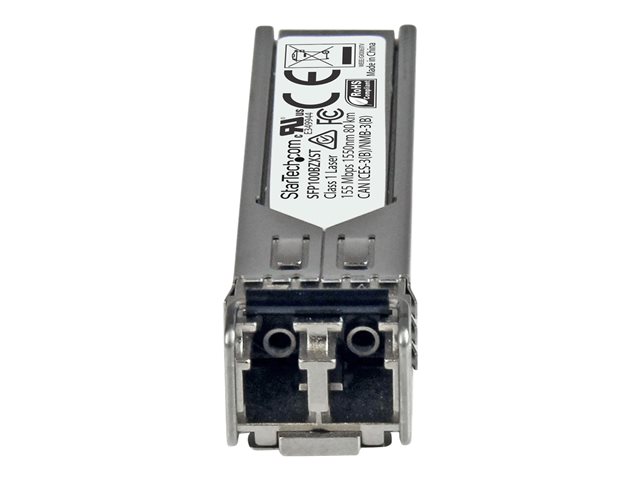 StarTech.com MSA Uncoded Compatible SFP Module, 100BASE-ZX, 100MbE Single Mode (SMF) Fiber Optic Transceiver, 100Mb Ethernet SFP, LC Connector, 80km, 1550nm, DDM, Mini GBIC Module, 100Mbps - Lifetime Warranty (SFP100BZXST) - SFP (mini-GBIC) transceiver module - 100Mb LAN - 100Base-ZX - LC single-mode - up to 80 km - 1550 nm