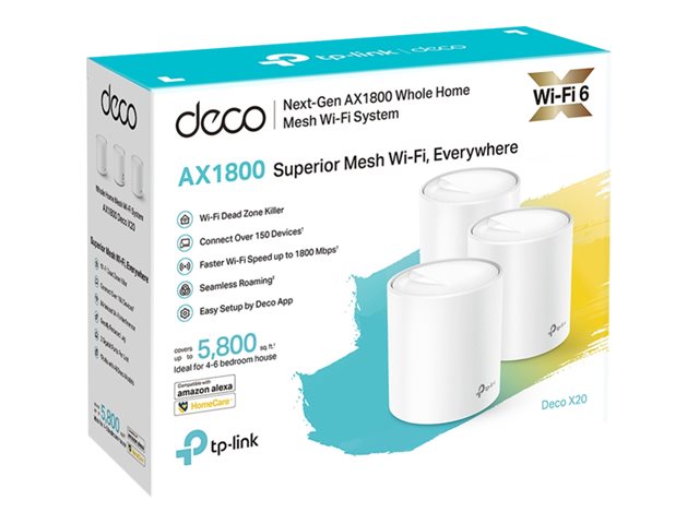 TP-Link Deco X20 - Wi-Fi system - (3 routers) 1GbE - Wi-Fi 6 - Dual Band