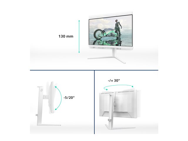 Philips Evnia 3000 24M2N3201A - LED monitor - gaming - 24\" (23.8\" viewable) - 1920 x 1080 Full HD (1080p) @ 180 Hz - Fast IPS - 300 cd/m² - 1000:1 - HDR10 - 0.5 ms - 2xHDMI, DisplayPort - speakers - white