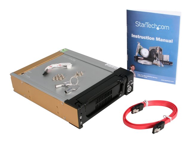 StarTech.com 5.25 in Rugged SATA Hard Drive Mobile Rack Drawer - Aluminum Removable Hard Drive Bay (DRW150SATBK) - Storage mobile rack - 3.5\" - black