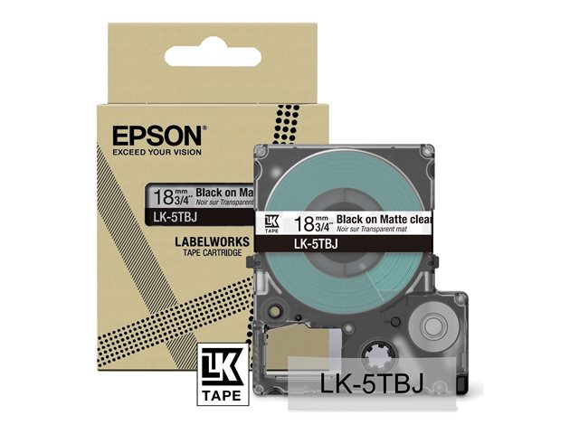 Epson LabelWorks LK-5TBJ - Black on matte clear - Roll (1.8 cm x 8 m) 1 cassette(s) hanging box - tape cartridge - for LabelWorks LW-C410, LW-C610
