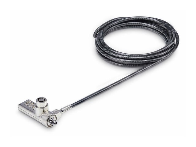 StarTech.com 10-Pack Dual-Access Laptop Lock, 6.5ft (2m) Keyed Alike and Combination Security Cable Lock for K-Slot Devices, Computer Anti-Theft Steel Cable - Security cable lock - black & silver - 2 m (pack of 10)