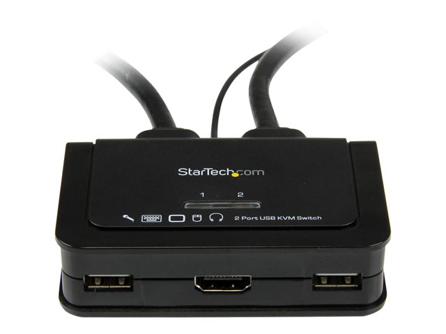 StarTech.com 2 Port USB HDMI Cable KVM Switch with Audio and Remote Switch - USB Powered KVM with HDMI - Dual Port HDMI KVM Switch (SV211HDUA) - KVM / audio switch - 2 x KVM / audio - 1 local user - desktop