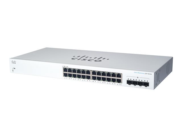 Cisco Business 220 Series CBS220-24T-4X - Switch - smart - 24 x 10/100/1000 + 4 x 10 Gigabit SFP+ (uplink) - rack-mountable