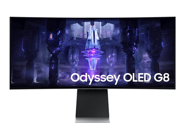 Samsung Odyssey OLED G8 S34BG850SU - OLED monitor - Smart - gaming - curved - 34" - 3440 x 1440 UWQHD @ 175 Hz - 250 cd/m² - 1000000:1 - DisplayHDR 400 True Black - 0.1 ms - Mini DisplayPort, Micro HDMI, USB-C - speakers - silver