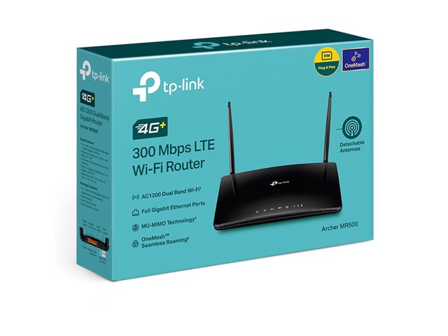 TP-Link Archer MR500 V1 - Wireless router - WWAN 4-port switch - 1GbE - Wi-Fi 5 - Dual Band - 3G, 4G