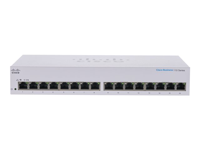 Cisco Business 110 Series 110-16T - Switch - unmanaged - 16 x 10/100/1000 - rack-mountable, desktop, wall-mountable