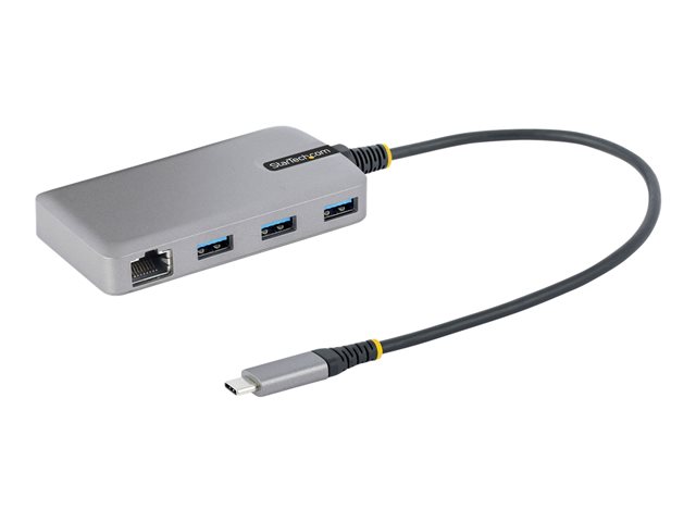 StarTech.com 3-Port USB-C Hub with Ethernet, 3x USB-A Ports, Gigabit Ethernet, USB 3.0 5Gbps, Bus-Powered, USB Type-C Hub w/GbE and 1ft/30cm Long Cable, Portable Laptop USB C Hub Adapter - USB Expansion Hub, RJ45 (5G3AGBB-USB-C-HUB) - Hub - 3 x USB 3