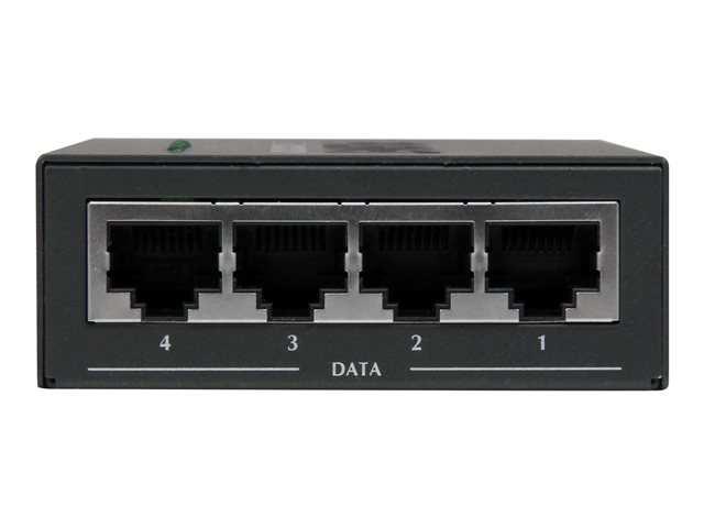 StarTech.com 4 Port Gigabit Midspan - PoE+ Injector - 802.3at and 802.3af - Wall-mountable Power over Ethernet Midspan (POEINJ4G) - PoE injector - AC 100-240 V - 120 Watt - output connectors: 4 - black - for P/N: POEEXT1GAT, POEEXT2GAT, ST12MHDLANU