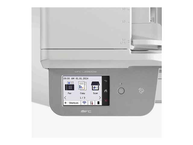 Brother MFC-L2980DW - Multifunction printer - B/W - laser - Letter A (216 x 279 mm)/A4 (210 x 297 mm) (original) - A4/Legal (media) - up to 34 ppm (copying) - up to 34 ppm (printing) - 250 sheets - 33.6 Kbps - NFC, LAN, Wi-Fi(n), USB 2.0