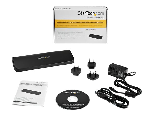 StarTech.com USB 3.0 Docking Station with HDMI and DVI/VGA - Dual Monitor - Universal Laptop Dock - Mac and Windows Compatible (USB3SDOCKHDV) - Docking station - USB - VGA, HDMI - 10Mb LAN - for P/N: ARMBARDUO, ARMBARDUOV, ARMDUAL, ARMDUAL30, ARMDUALV, ARMSLIMDUO