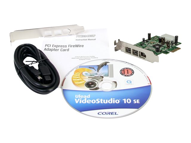 StarTech.com 3 Port 2b 1a Low Profile 1394 PCI Express FireWire Card Adapter - FireWire adapter - PCIe low profile - FireWire 800 - 2 ports + 1 x FireWire