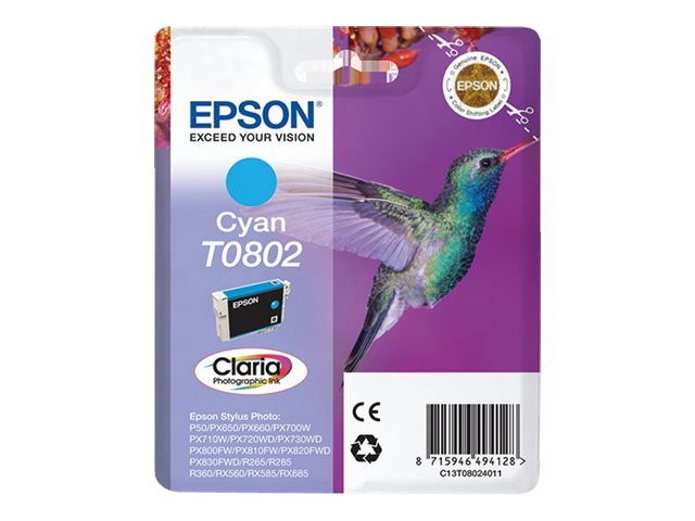 Ink Cartridge T0802 Cyan Blister W/ RF+A