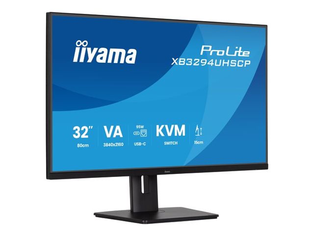 32\"WIDE LCD, 3840 x 2160 4K UHD VA panel, LED Bl., USB-Hub (2xOut v3.2 + 2xUSB-C(7,5 Watt)), Adaptive Sync, Pivot, Height Adjust.(15cm), 400cd/m², 3000:1 Static Contrast, 80.000.000:1 ACR, Speakers, DisplayPort, HDMI(2x v2.1), USB-C Dock(95 Watt, LAN