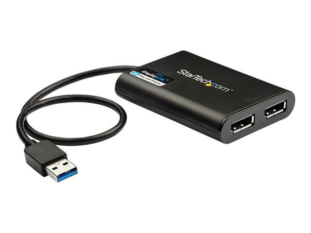 StarTech.com USB 3.0 to Dual DisplayPort Adapter 4K 60Hz, DisplayLink Certified, Video Converter with External Graphics Card - Mac & PC (USB32DP24K60) - DisplayPort adapter - USB Type A (M) to DisplayPort (F) - USB 3.0 - 30 cm - 4K60Hz (4096 x 2160) support - black