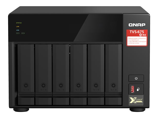 QNAP TVS-675 - NAS server - 6 bays - SATA 6Gb/s - RAID 5, 6, 10 - RAM 8 GB - Gigabit Ethernet / 2.5 Gigabit Ethernet - iSCSI support