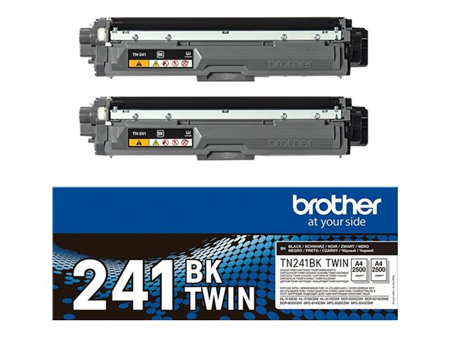Brother TN241BK - 2-pack - black - original - toner cartridge - for Brother DCP-9015, DCP-9020, HL-3140, HL-3150, HL-3170, MFC-9140, MFC-9330, MFC-9340